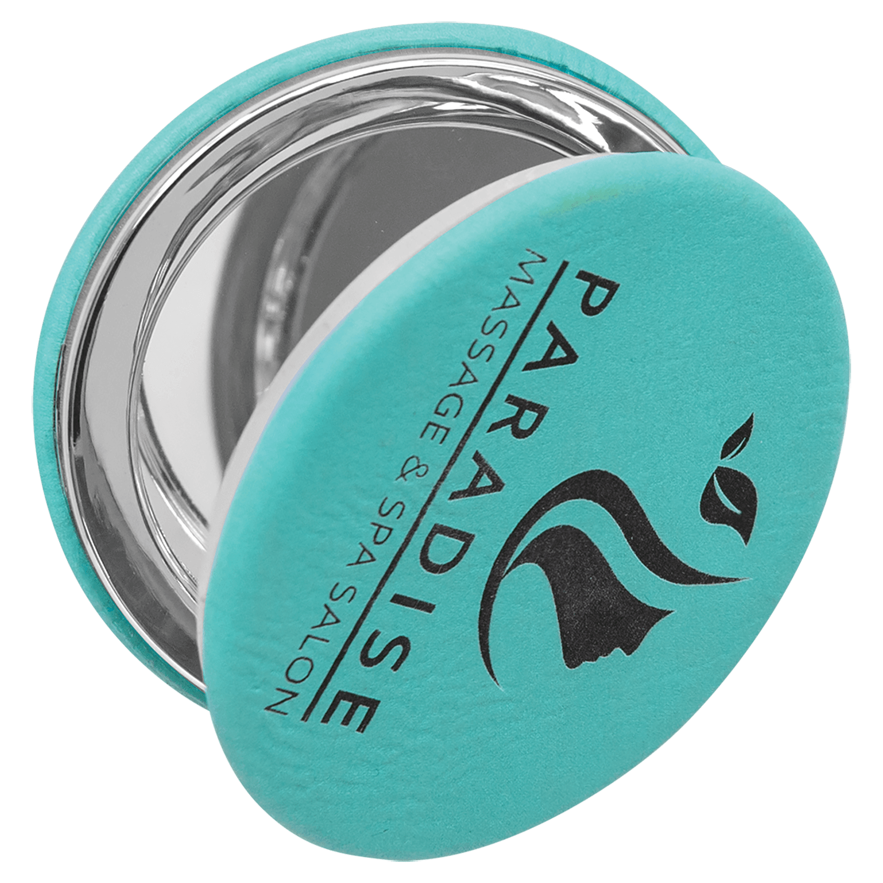 2 1/2" Laserable Leatherette Compact Mirror - JDS