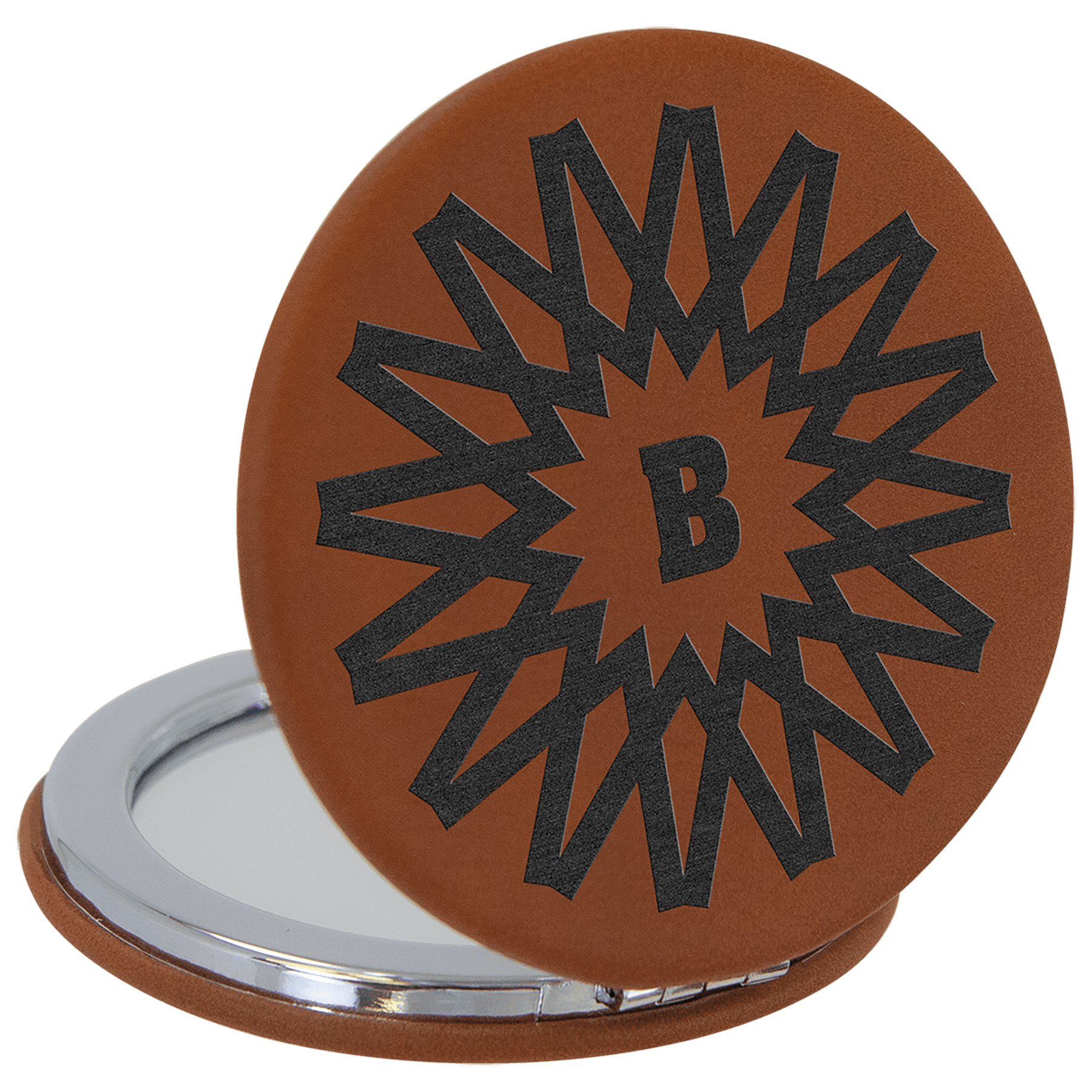 2 1/2" Laserable Leatherette Compact Mirror - JDS