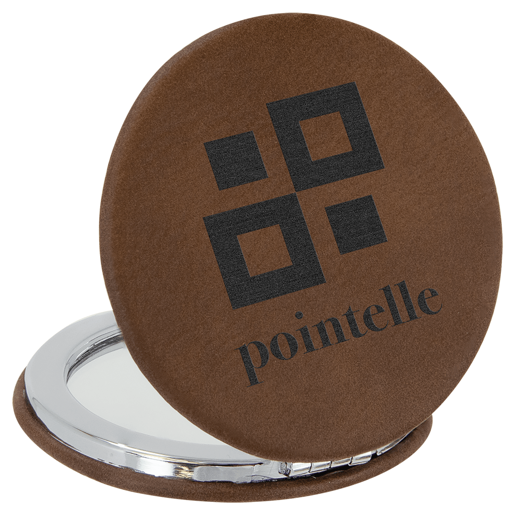 2 1/2" Laserable Leatherette Compact Mirror - JDS