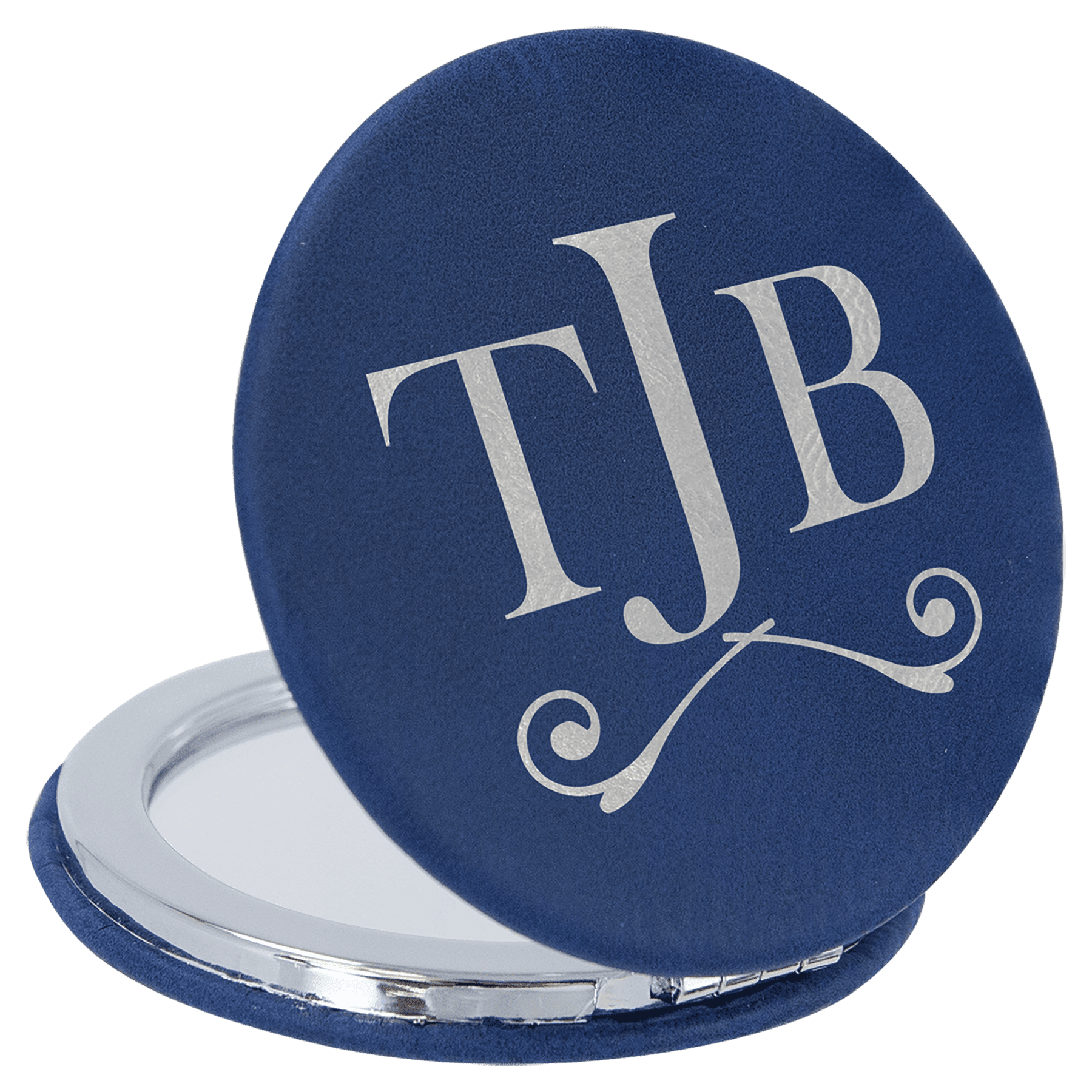 2 1/2" Laserable Leatherette Compact Mirror - JDS