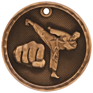 2" Antique 3D Martial Arts Medal - JDS