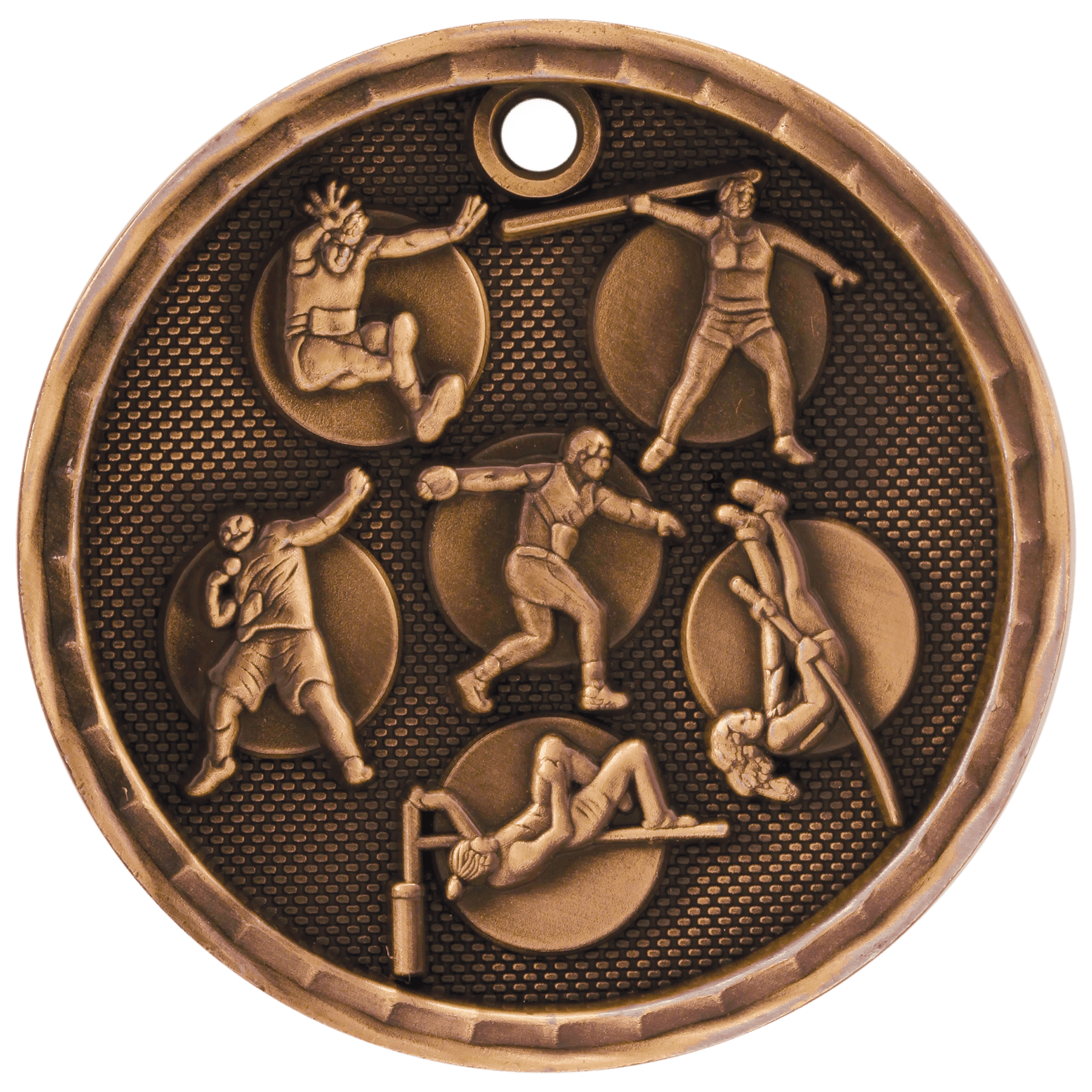 2" Antique 3D Track and Field Medal - JDS