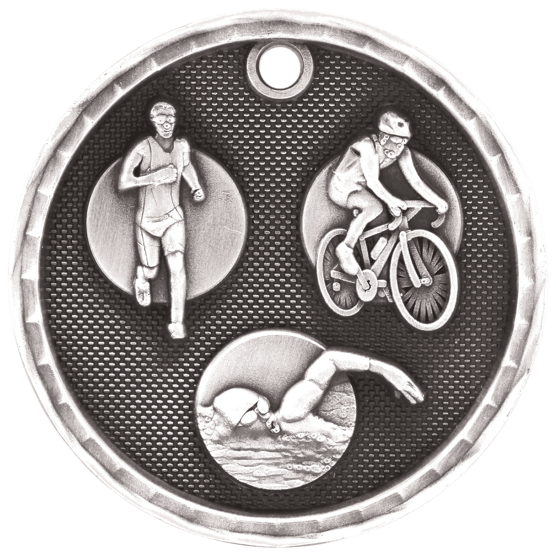2" Antique 3D Triathlon Medal - JDS