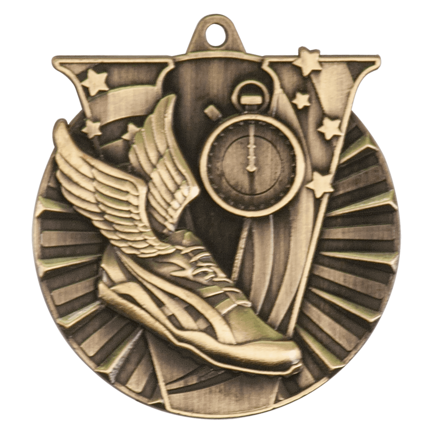 2" Antique Gold Track Victory Medal - JDS
