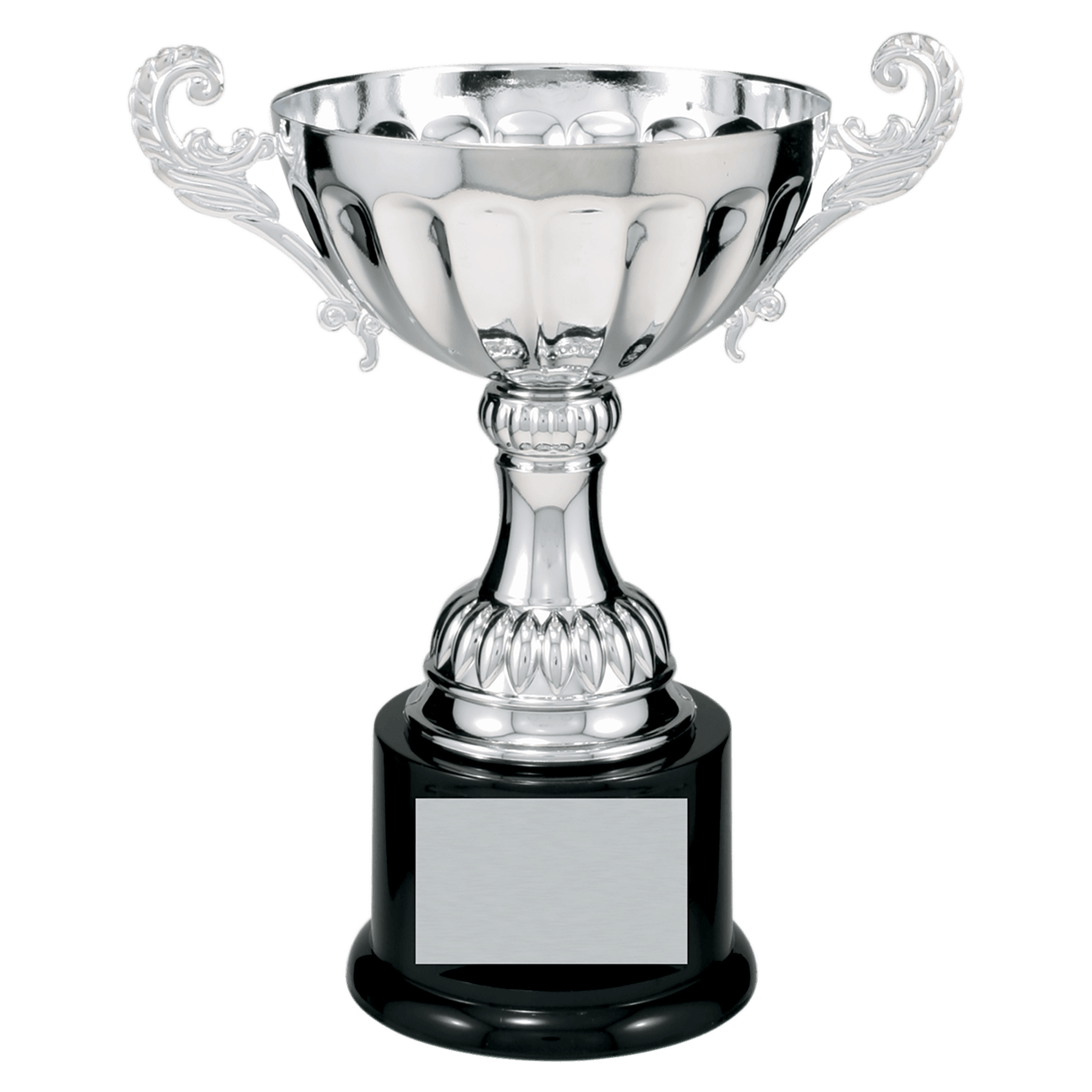 Stout Scalloped Embossed Pattern Completed Metal Cup Trophy on Plastic Base - JDS