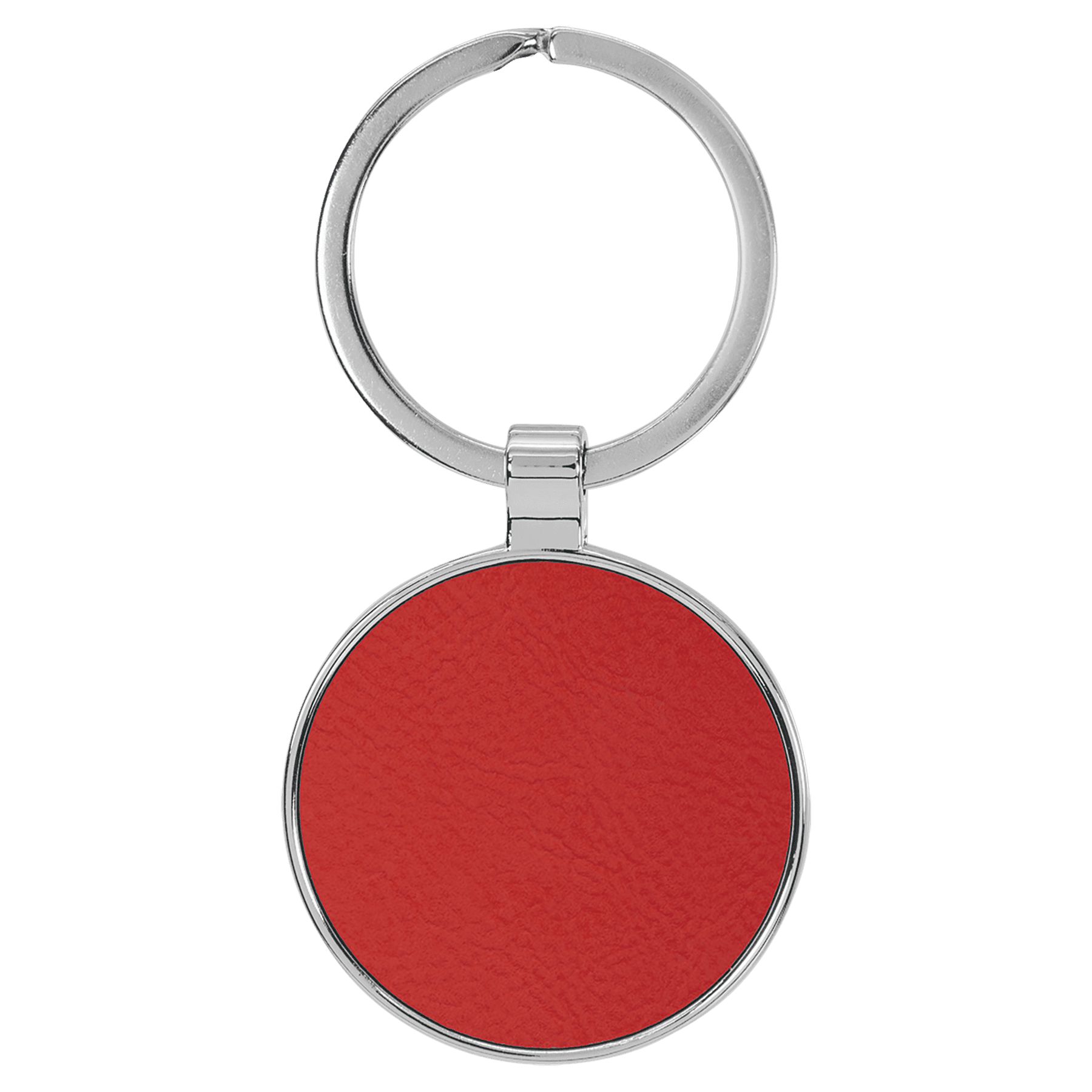 1 1/2" Laserable Leatherette/Metal Round Keychain - JDS