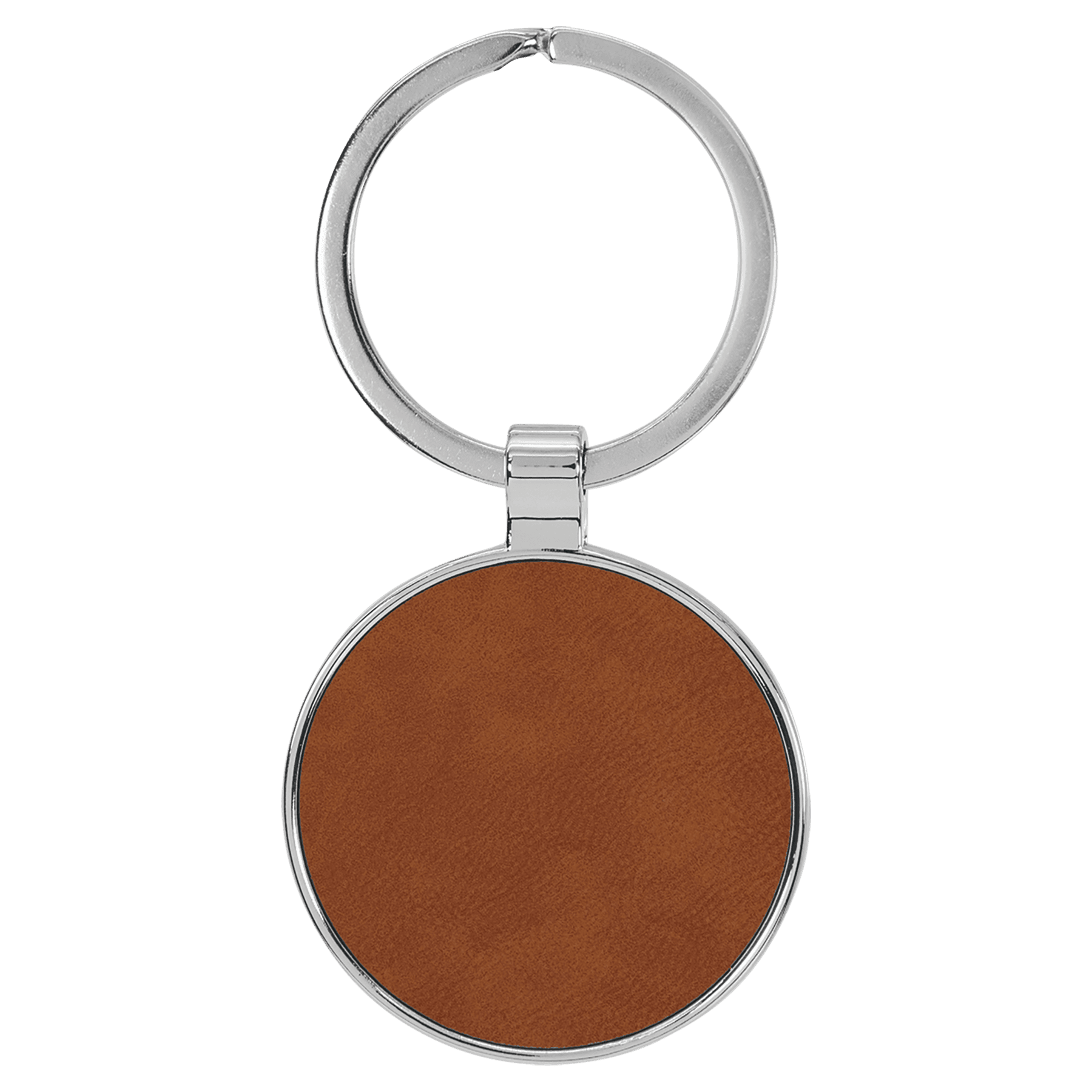 1 1/2" Laserable Leatherette/Metal Round Keychain - JDS