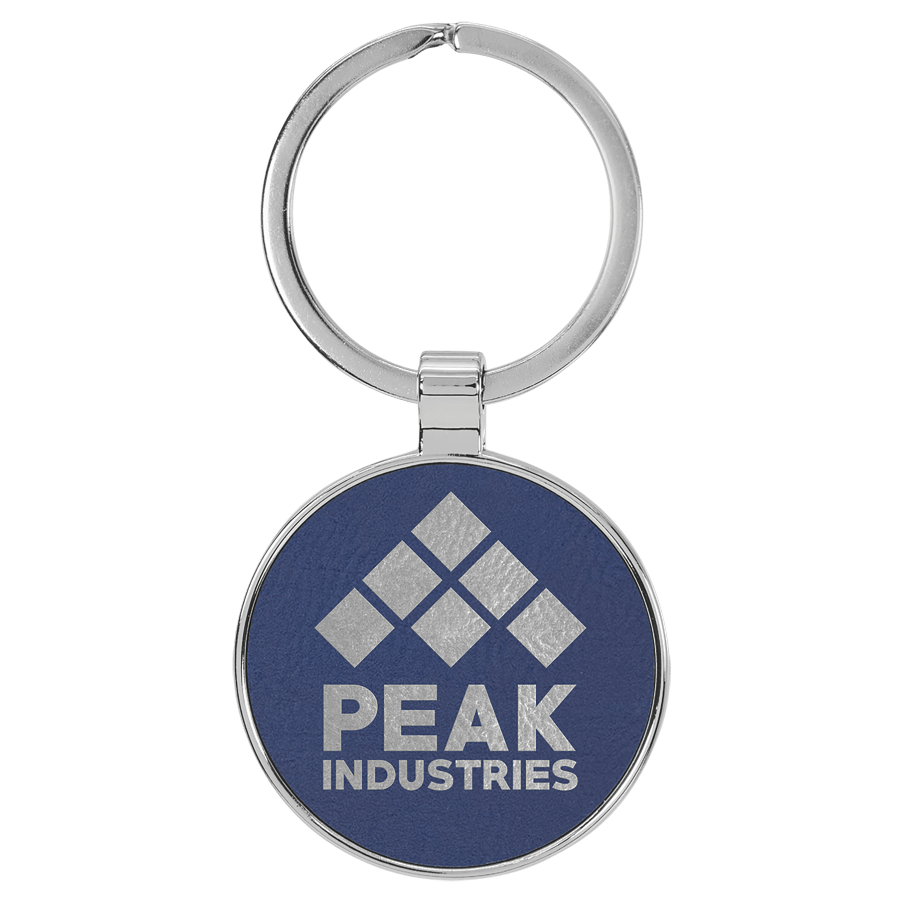 1 1/2" Laserable Leatherette/Metal Round Keychain - JDS