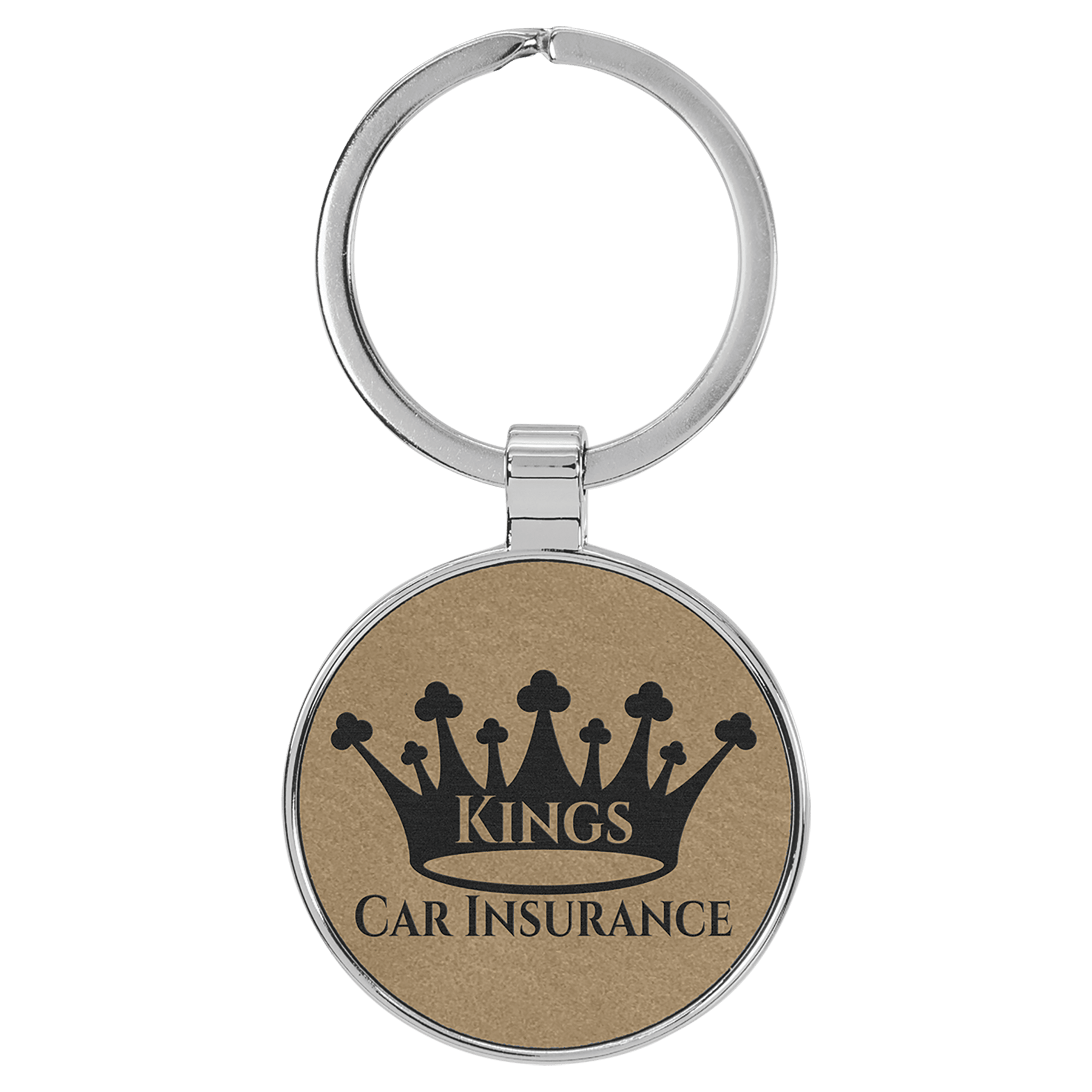 1 1/2" Laserable Leatherette/Metal Round Keychain - JDS