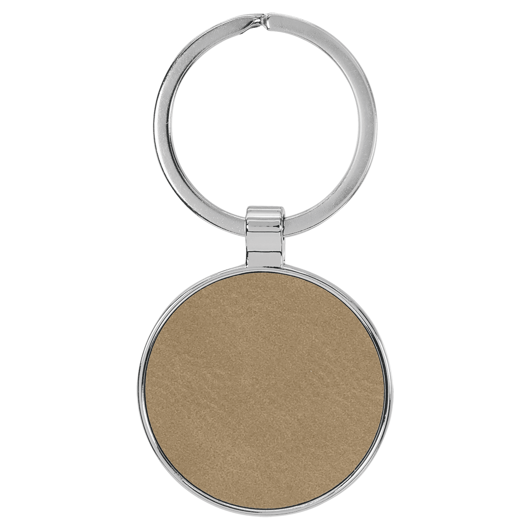 1 1/2" Laserable Leatherette/Metal Round Keychain - JDS