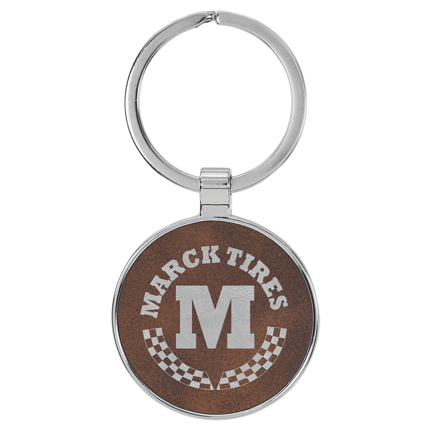 1 1/2" Laserable Leatherette/Metal Round Keychain - JDS