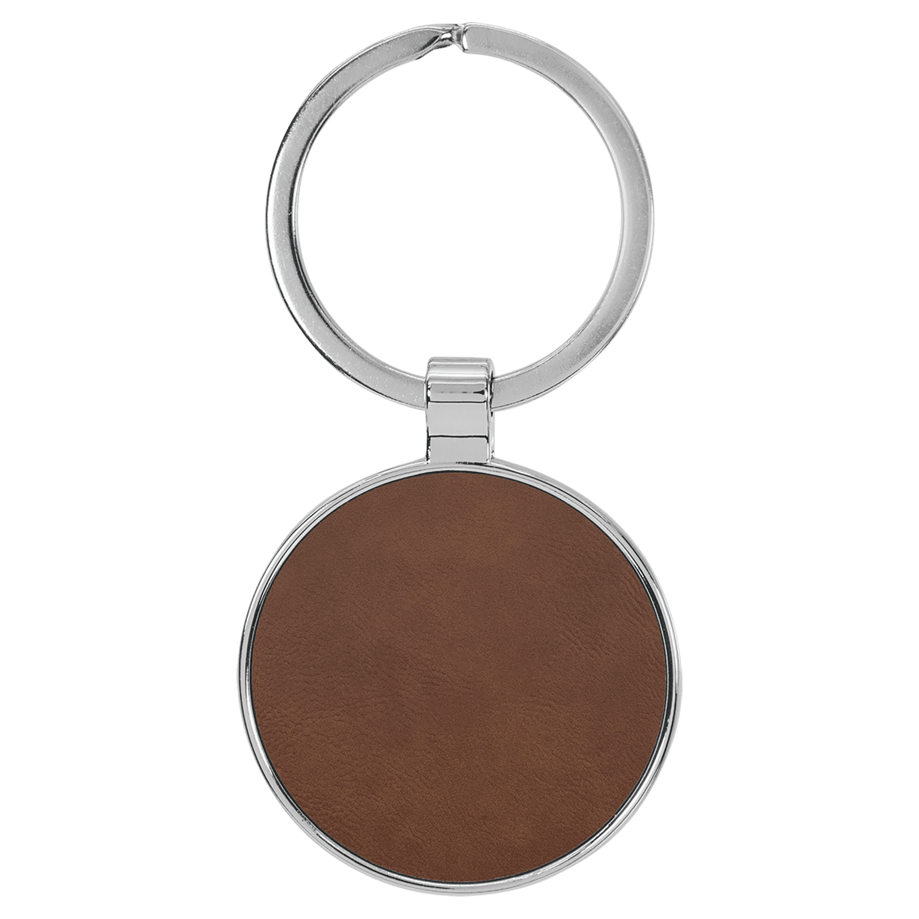 1 1/2" Laserable Leatherette/Metal Round Keychain - JDS