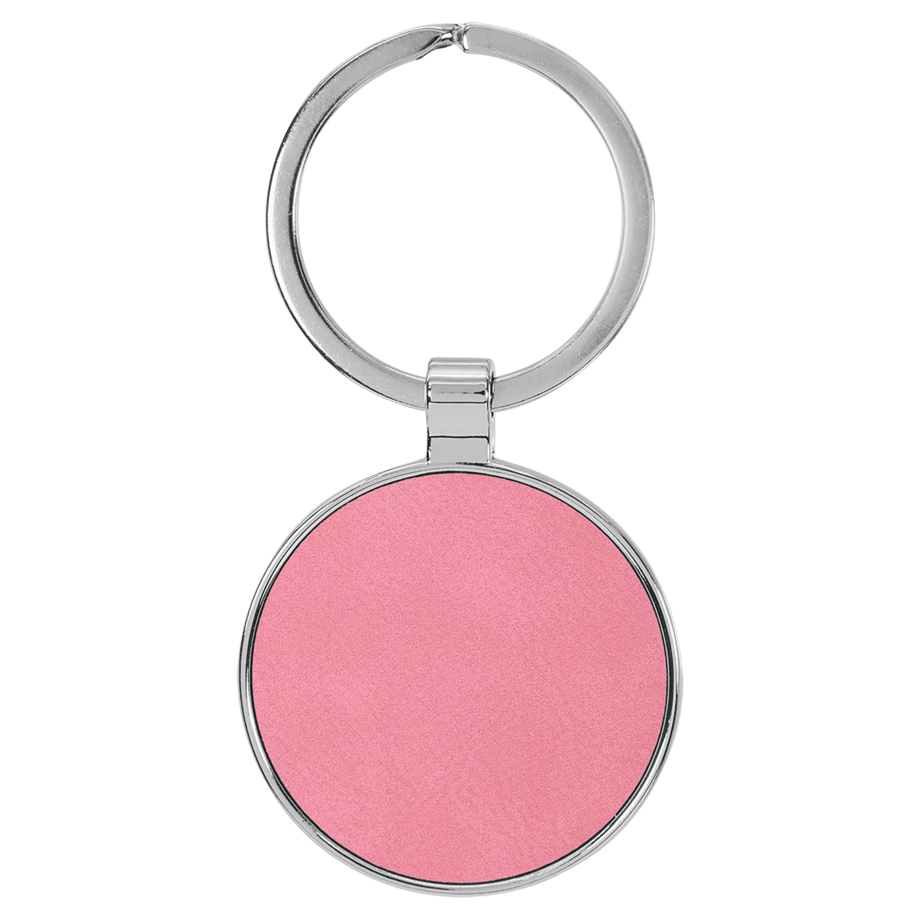 1 1/2" Laserable Leatherette/Metal Round Keychain - JDS