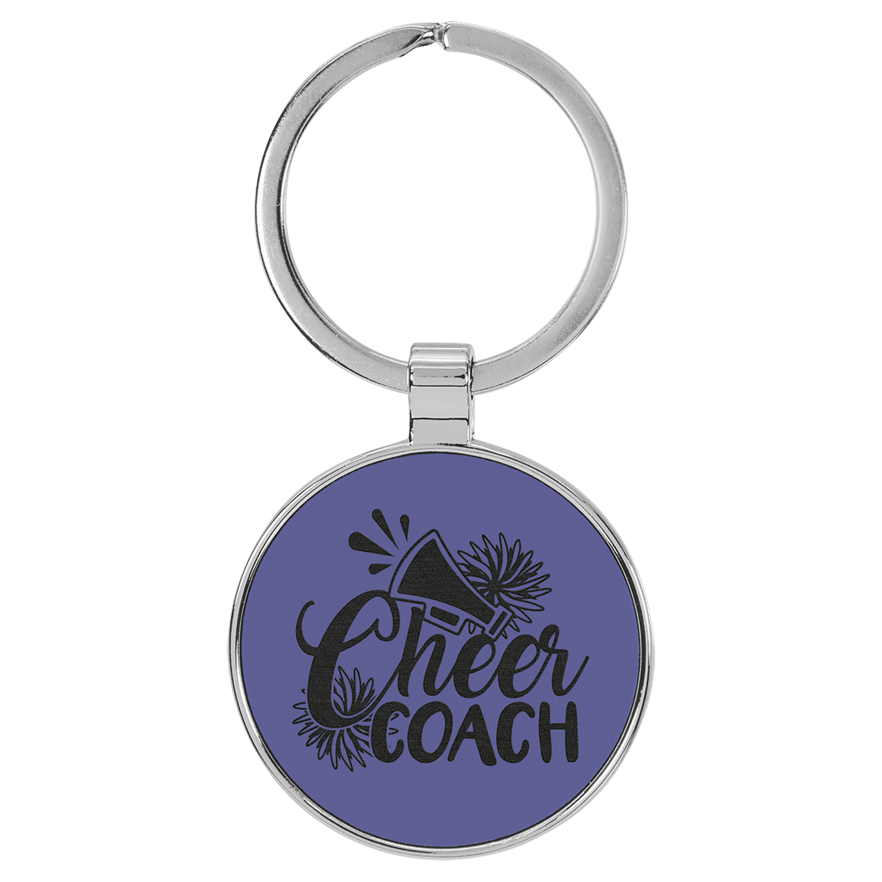 1 1/2" Laserable Leatherette/Metal Round Keychain - JDS