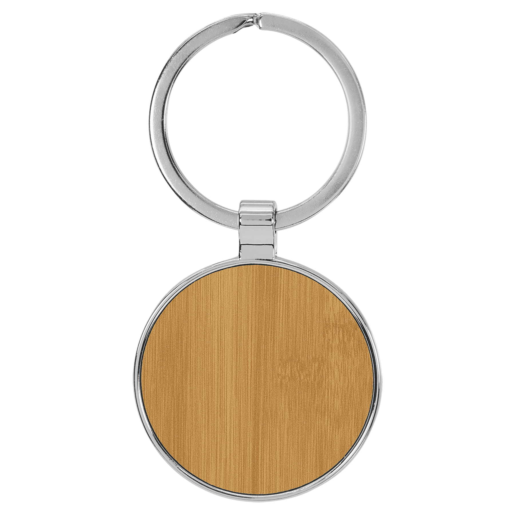 1 1/2" Laserable Leatherette/Metal Round Keychain - JDS