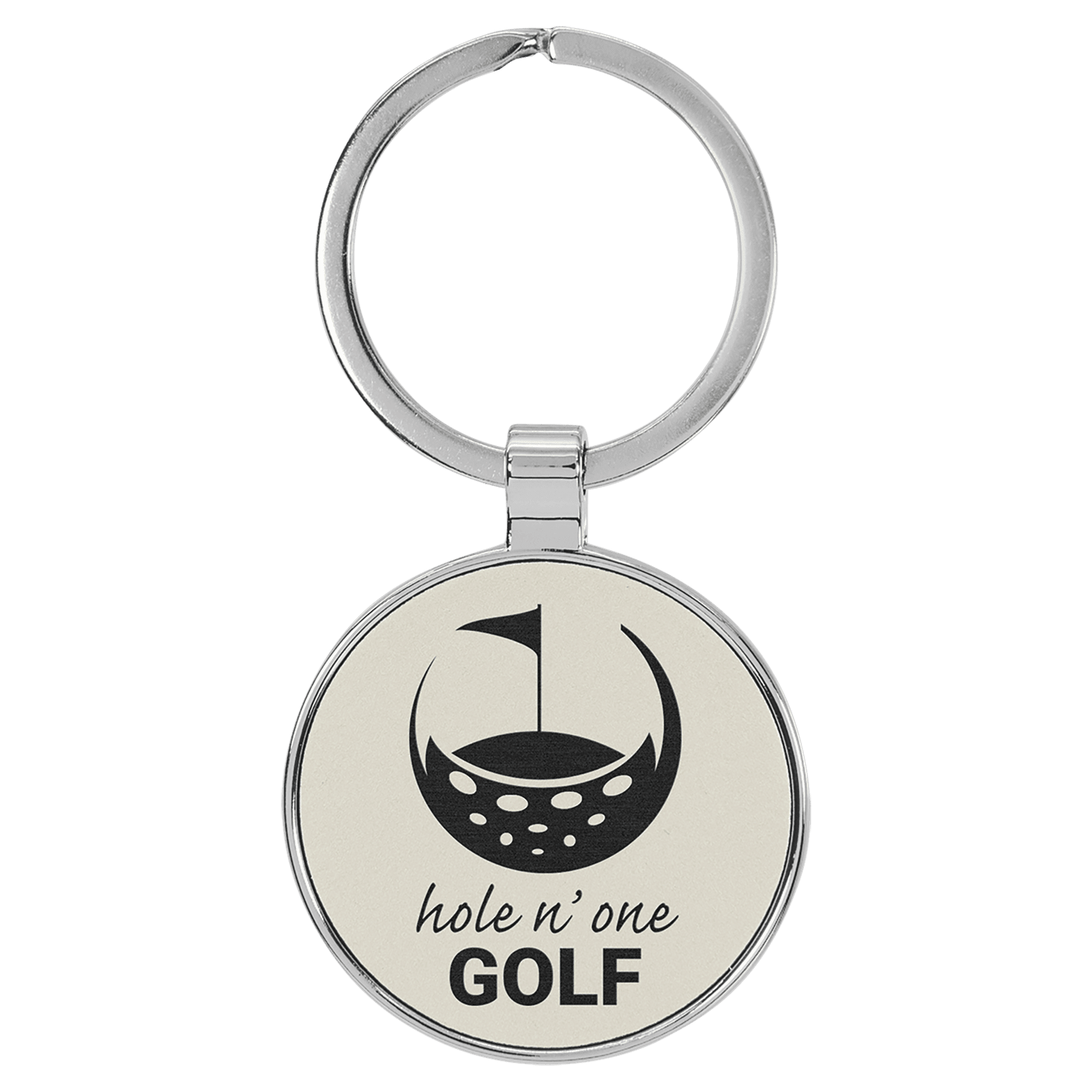 1 1/2" Laserable Leatherette/Metal Round Keychain - JDS
