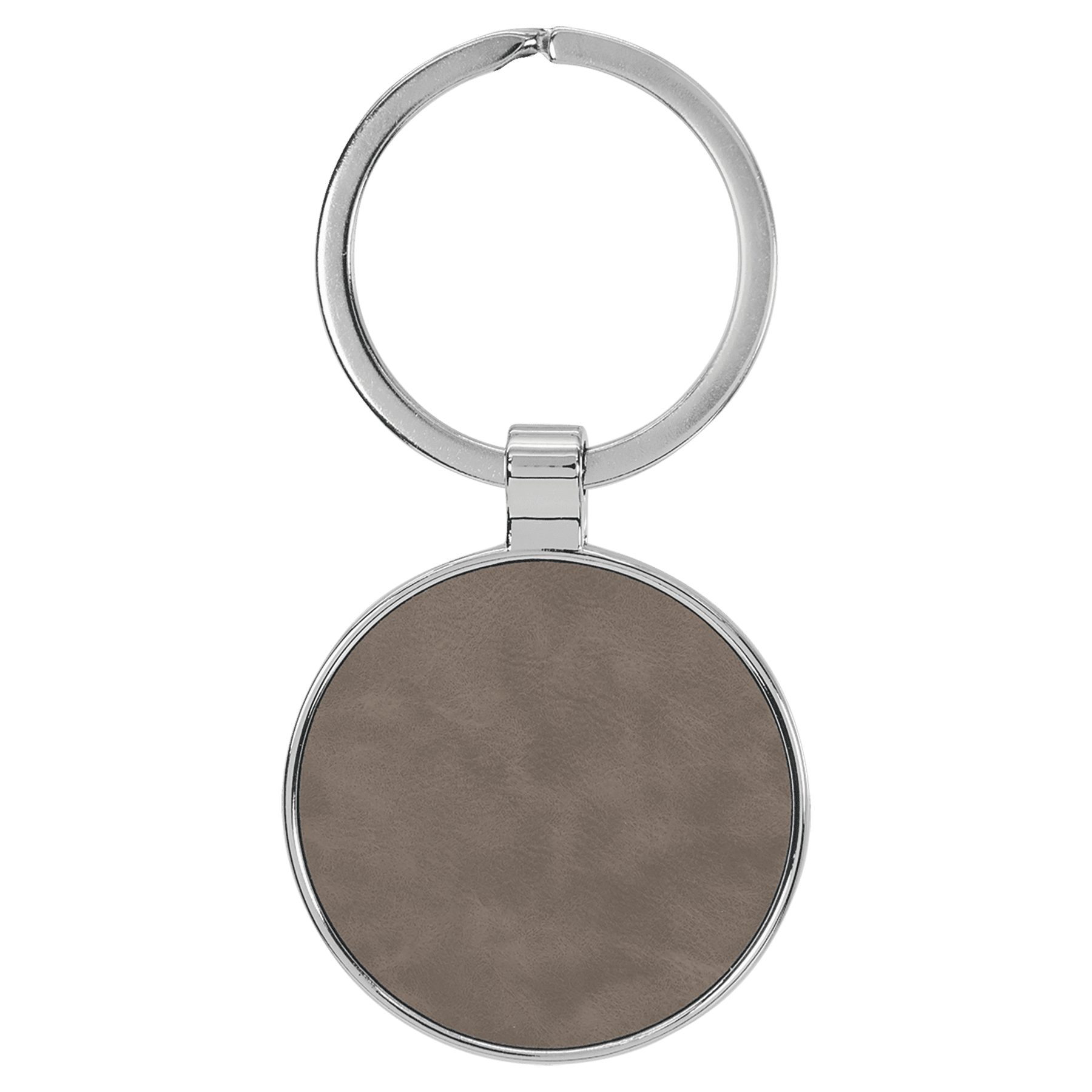 1 1/2" Laserable Leatherette/Metal Round Keychain - JDS