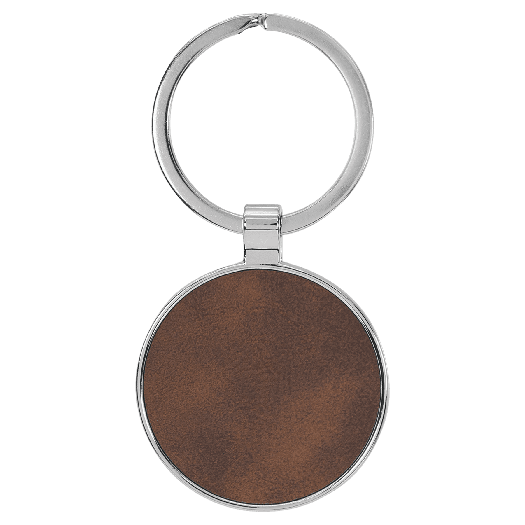 1 1/2" Laserable Leatherette/Metal Round Keychain - JDS