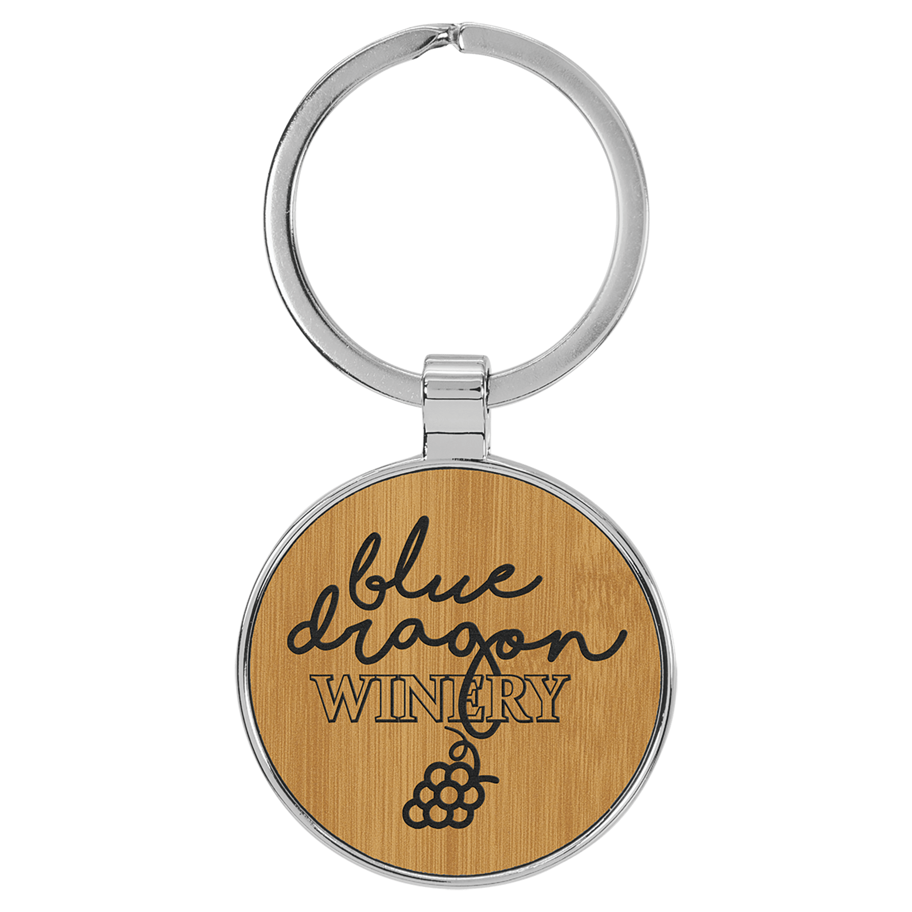 1 1/2" Laserable Leatherette/Metal Round Keychain - JDS