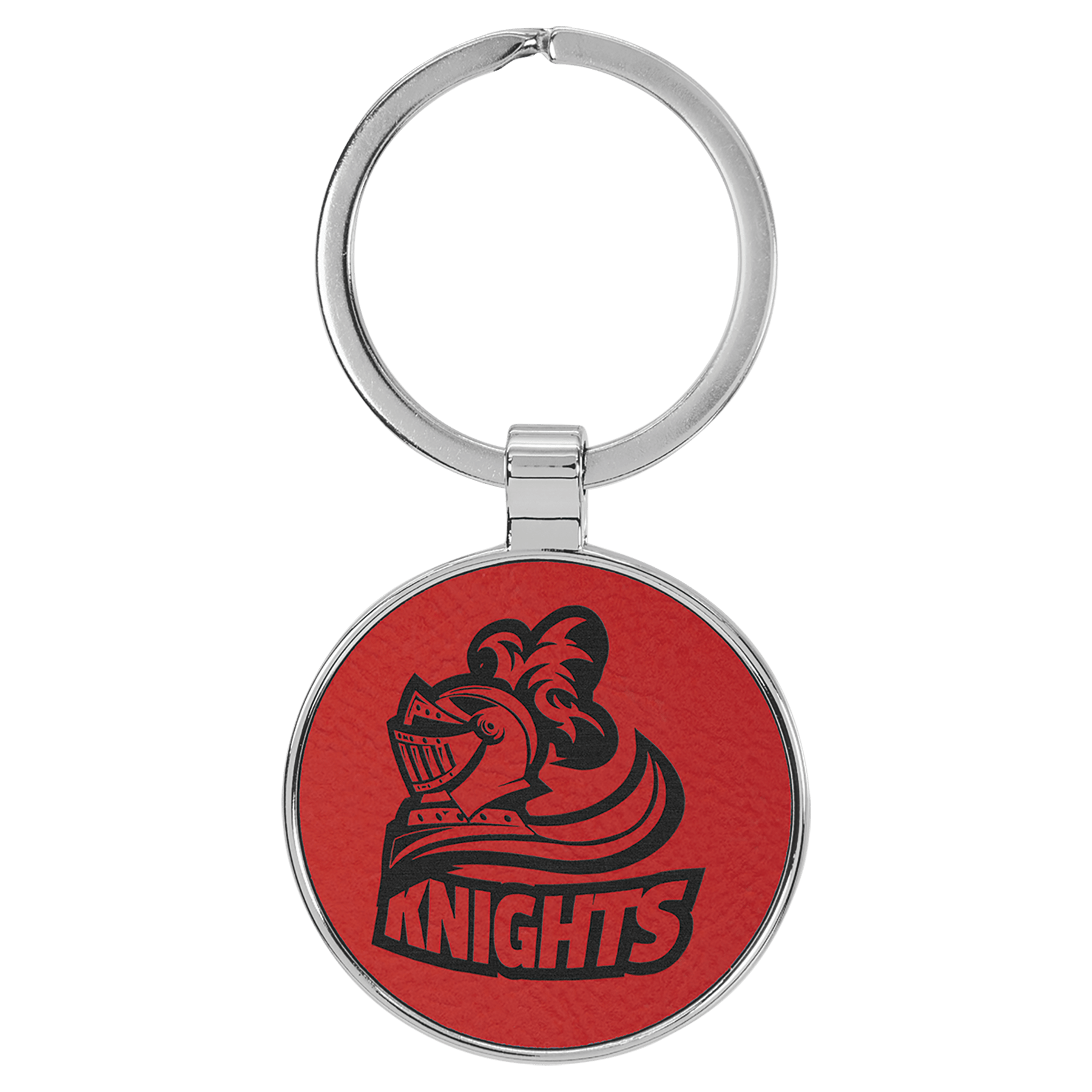 1 1/2" Laserable Leatherette/Metal Round Keychain - JDS