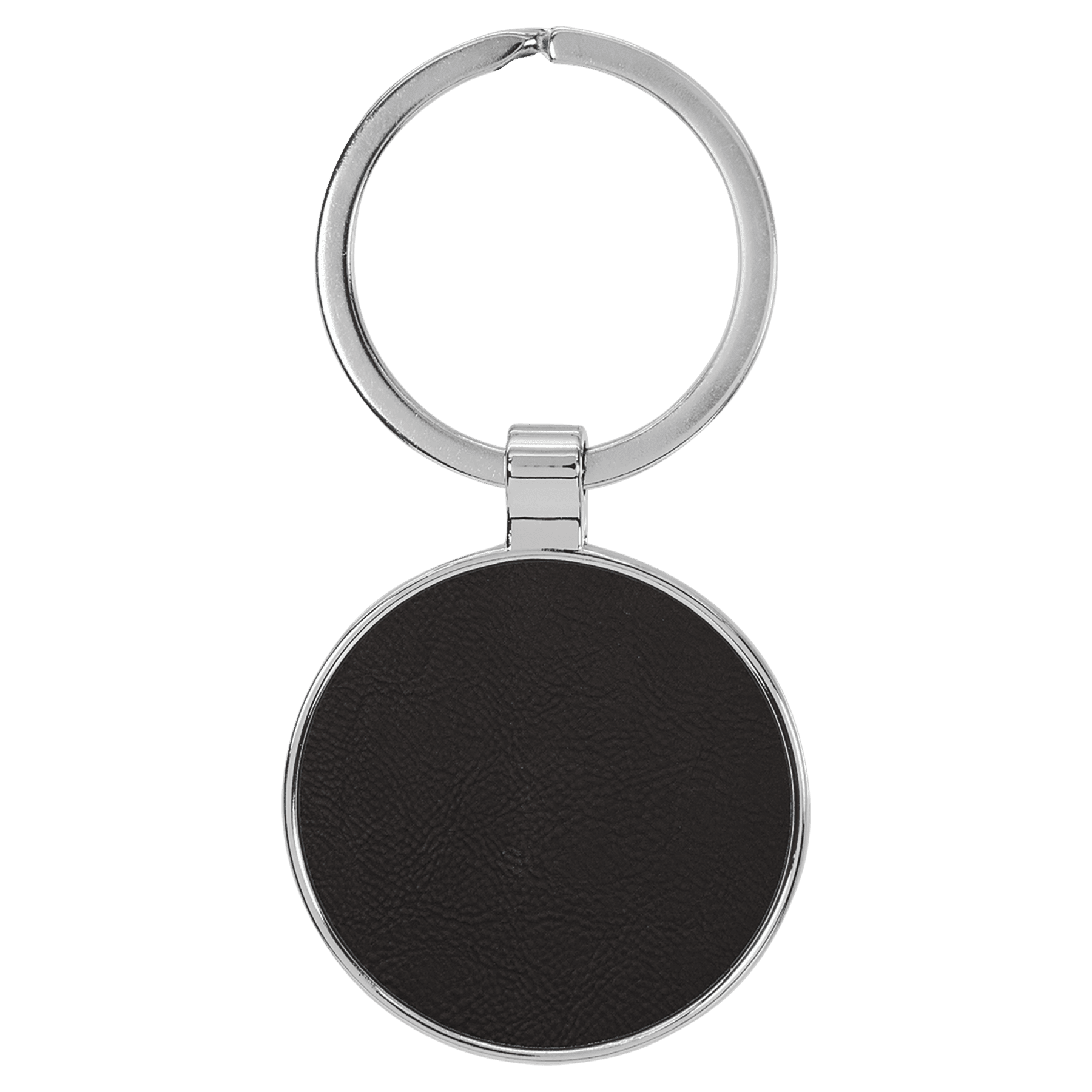1 1/2" Laserable Leatherette/Metal Round Keychain - JDS