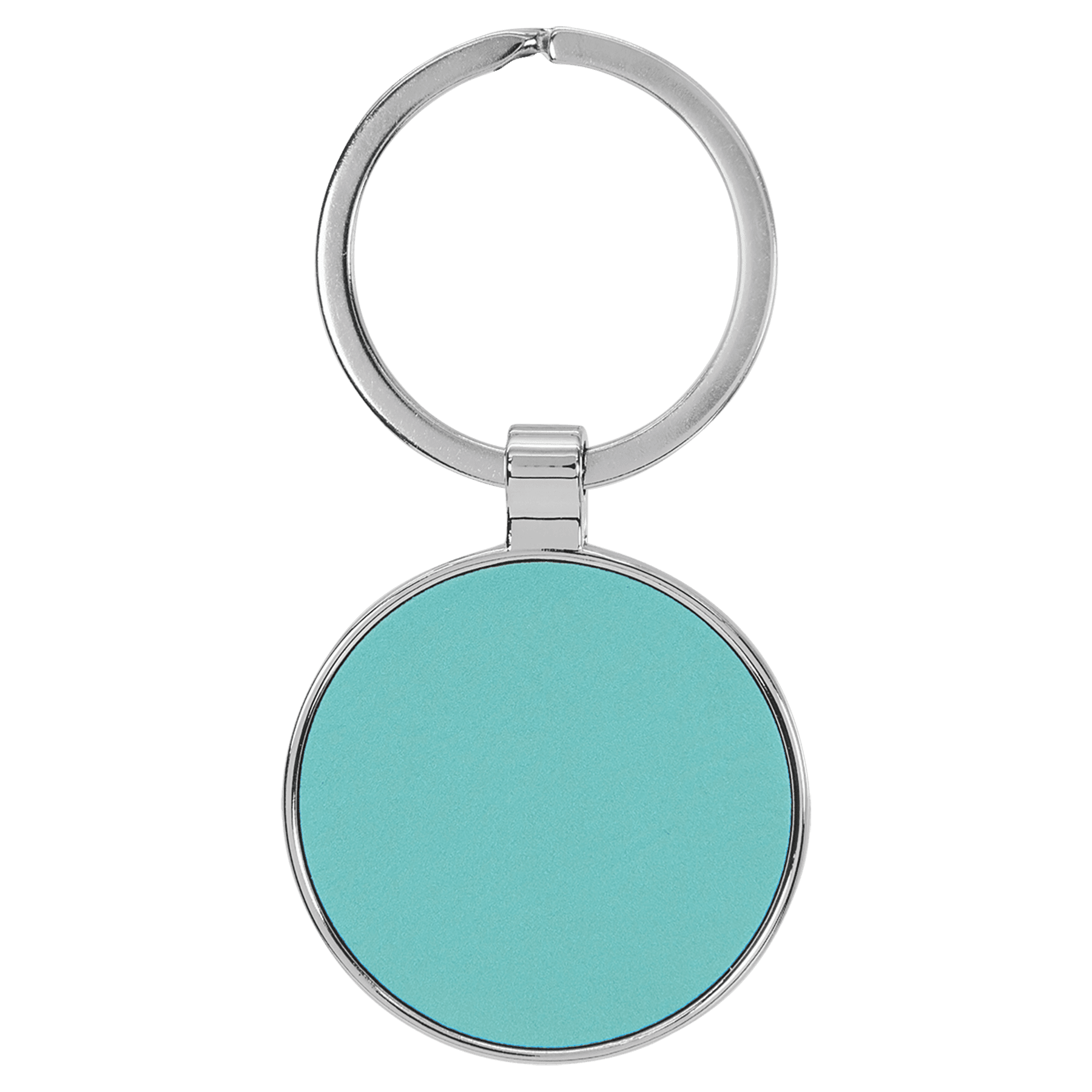 1 1/2" Laserable Leatherette/Metal Round Keychain - JDS