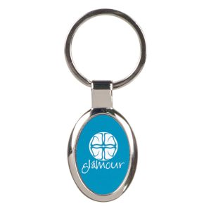 1 1/8" x 1 5/8" Blue Laserable Oval Keychain - GFT095 - Austin Print Co.