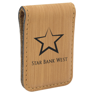 1 3/4" x 2 1/2" Bamboo Laserable Leatherette Money Clip - GFT667 - Austin Print Co.