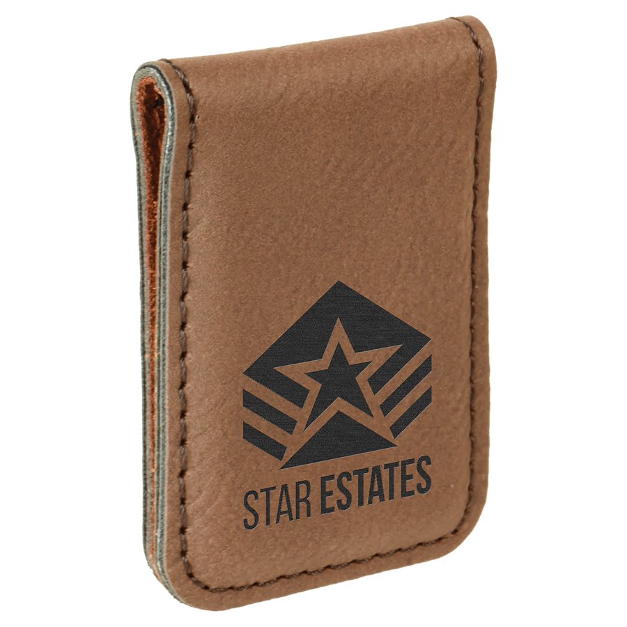 1 3/4" x 2 1/2" Laserable Leatherette Money Clip - JDS