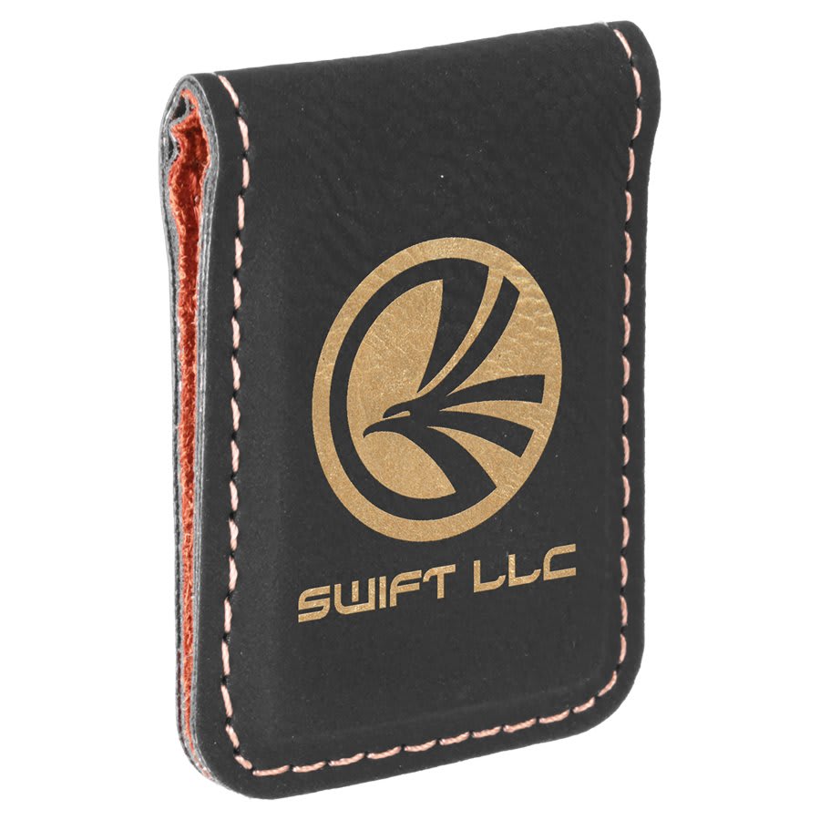 1 3/4" x 2 1/2" Laserable Leatherette Money Clip - JDS