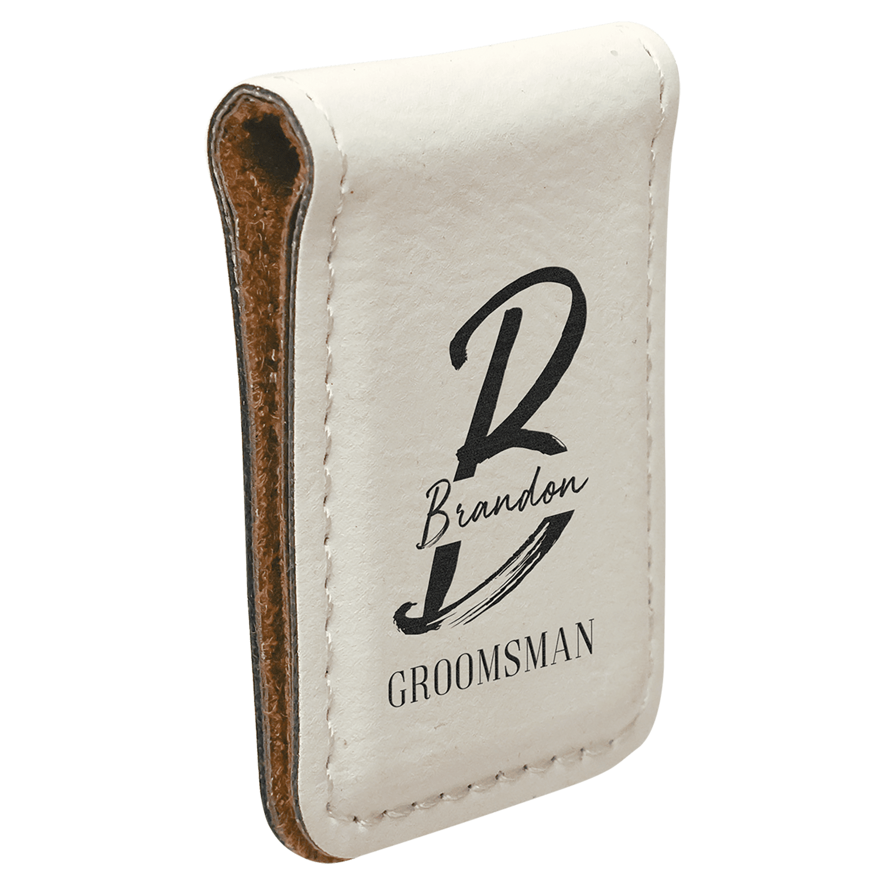 1 3/4" x 2 1/2" Laserable Leatherette Money Clip - JDS