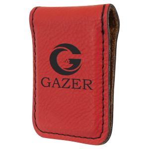 1 3/4" x 2 1/2" Red Laserable Leatherette Money Clip - GFT921 - Austin Print Co.