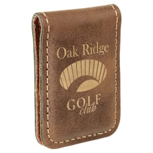 1 3/4" x 2 1/2" Rustic/Gold Laserable Leatherette Money Clip - GFT670 - Austin Print Co.