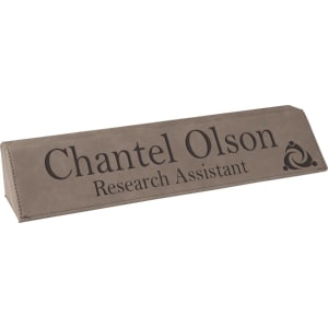 10 1/2" Gray Laserable Leatherette Desk Wedge - LLW5210 - JDS
