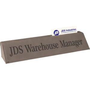 10 1/2" Gray Laserable Leatherette Desk Wedge with Business Card Holder - LLW5310 - JDS