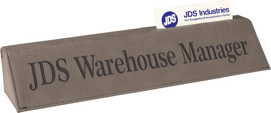 10 1/2" Laserable Leatherette Desk Wedge with Business Card Holder - JDS