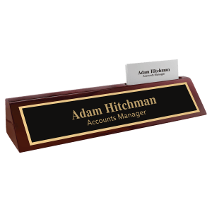 10 1/2" Rosewood Piano Finish Desk Wedge with Business Card Holder - PNA410 - JDS