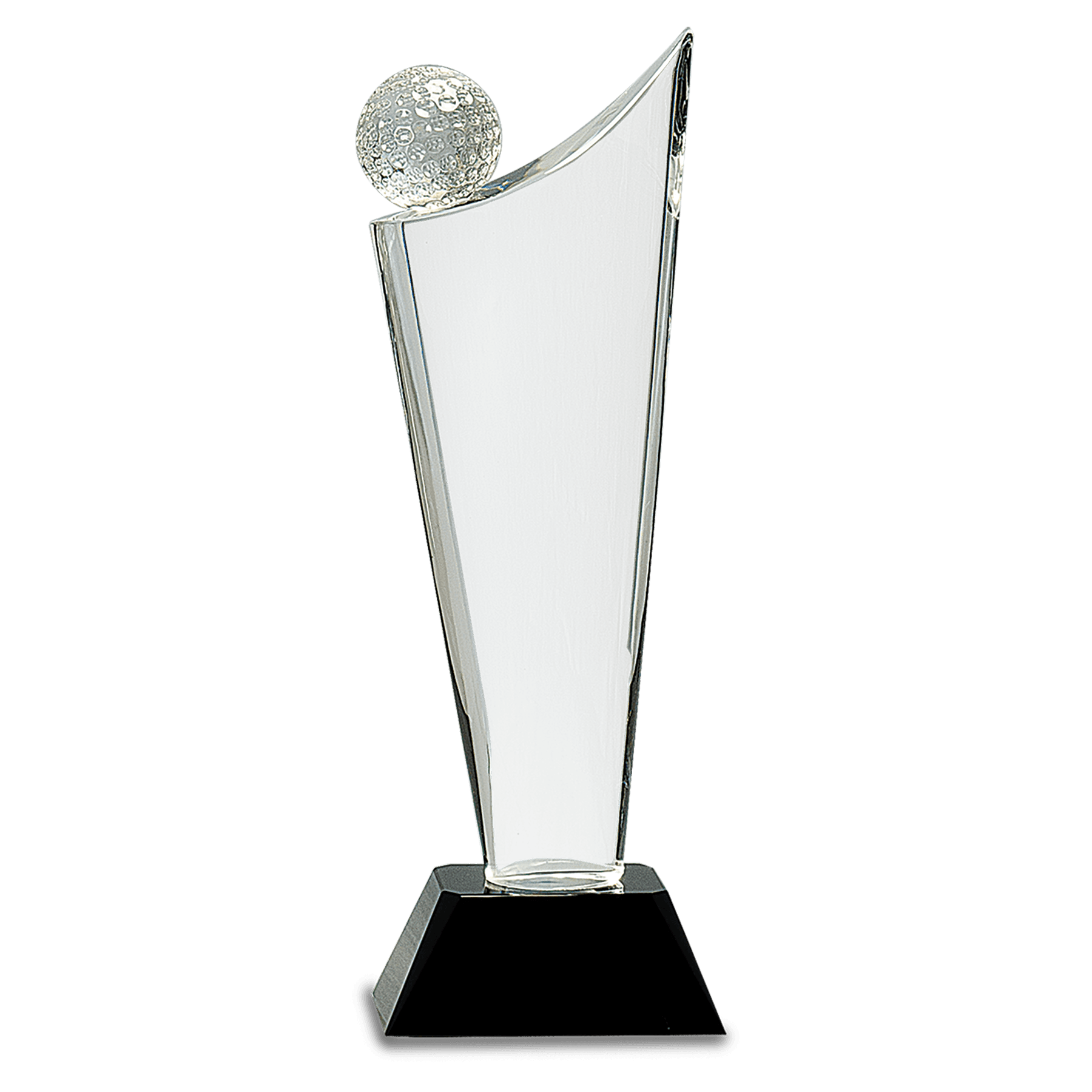 10 3/4" Clear Crystal Golf Wave on Black Pedestal Base - JDS