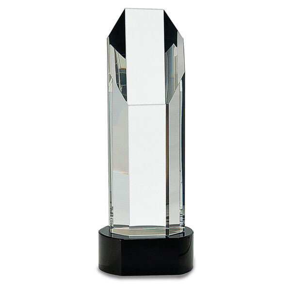 10 3/4" Octagon Slant - Top Crystal on Black Pedestal Base - Austin Print Co.