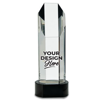 10 3/4" Octagon Slant - Top Crystal on Black Pedestal Base - Austin Print Co.