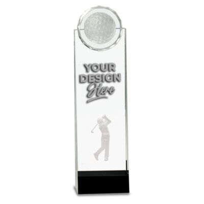 11 1/4" Clear/Black Crystal Standup with 3D Golfer - Austin Print Co.