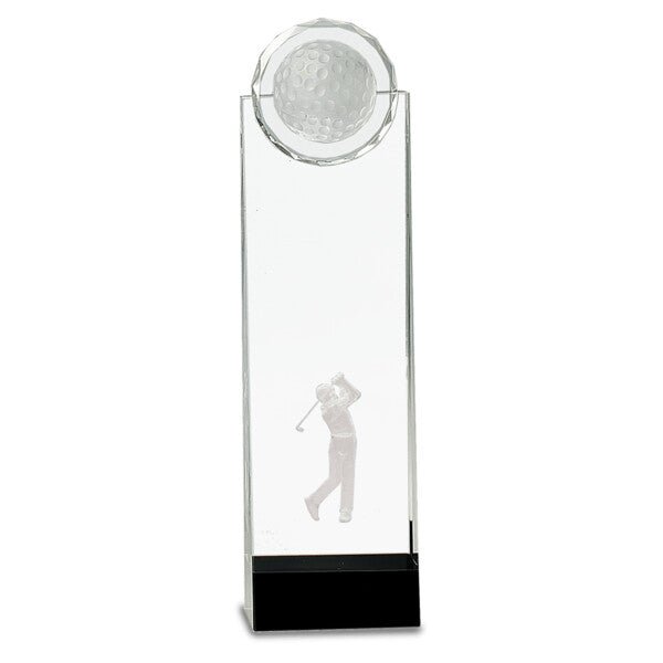 11 1/4" Clear/Black Crystal Standup with 3D Golfer - Austin Print Co.