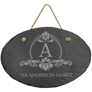 11 3/4" x 7 3/4" Oval Slate Decor with Hanger String - SLT011 - Austin Print Co.