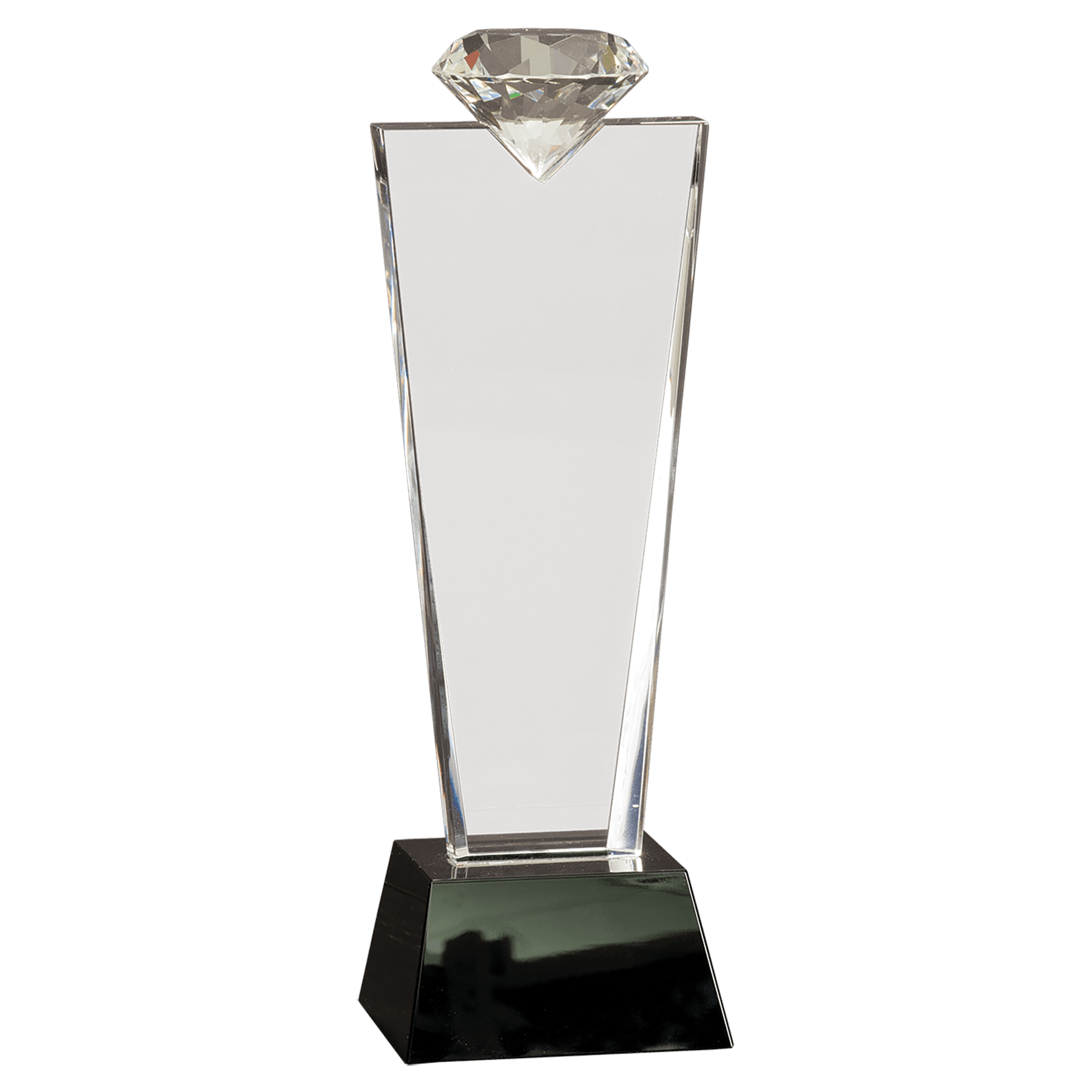 11" Crystal Diamond Top Award on Black Pedestal Base - JDS