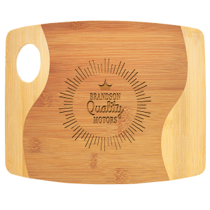 11" x 9" x 5/16" Bamboo Two Tone Cutting Board with Handle - GFT890 - Austin Print Co.