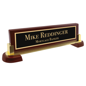 12 1/2" x 3 1/4" Rosewood Piano Finish and Metal Name Bar - PNA310 - JDS