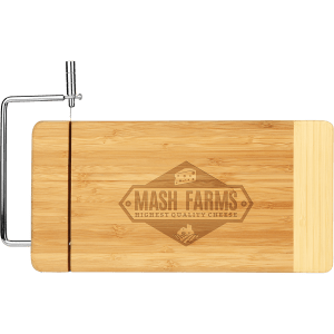 12" x 6" Bamboo Rectangle Cutting Board with Metal Cheese Cutter - GFT223 - Austin Print Co.