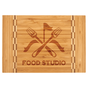 12" x 8 1/4" Bamboo Cutting Board with Butcher Block Inlay - GFT470 - Austin Print Co.