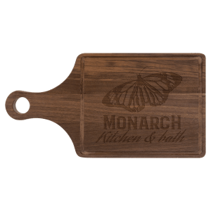 13 1/2" x 7" Walnut Cutting Board Paddle Shape with Drip Ring - GFT494 - Austin Print Co.