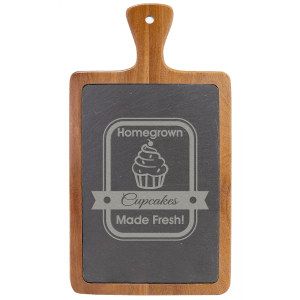 13 1/4" x 7" Acacia Wood/Slate Cutting Board - SLT075 - Austin Print Co.